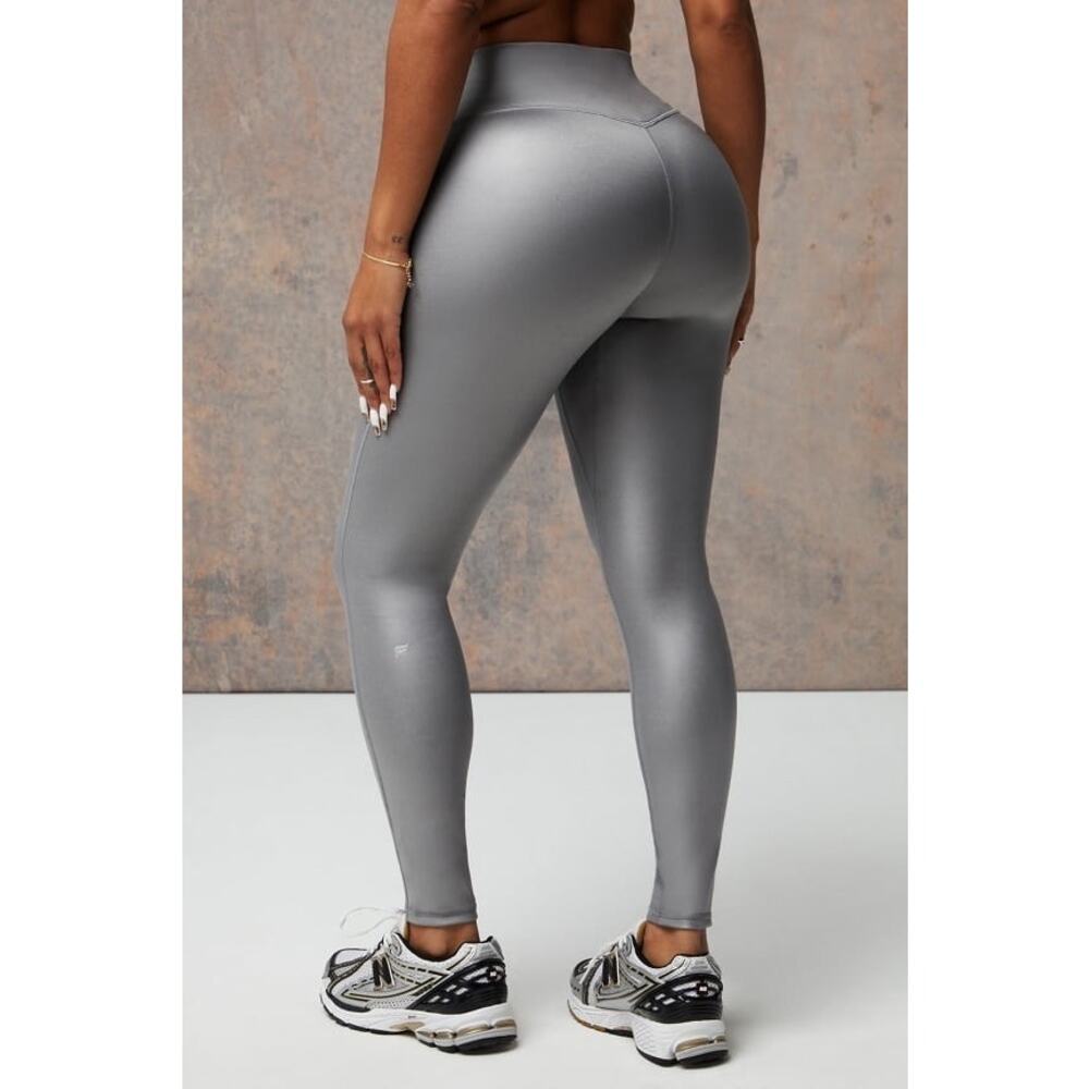 Fabletics Motion365+ Shine Leggings Gunmetal Grey High Waisted Metallic NWT